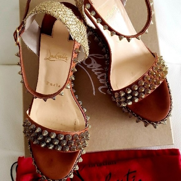 Authentic Christian Louboutin Brown Studded Women's Sandals - Picture 6 of 8